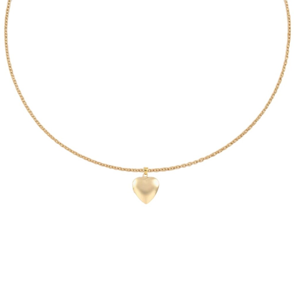 Gold Heart Locket Charm Necklace